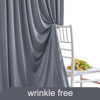 4 Panels Charcoal Backdrop Curtain for Parties Wedding Wrinkle Free Silver Grey Photo Curtains Backdrop Drapes Fabric Decoration for Birthday Party Baby Shower 20ft(W) x 10ft(H)