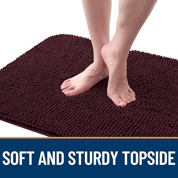 OLANLY Dog Door Mat for Muddy Paws 70x24, Absorbs Moisture and Dirt, Absorbent Non-Slip Washable Doormat, Quick Dry Chenille Mud Mat for Dogs, Entry Indoor Entryway Carpet for Inside Floor, Russet