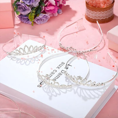 24 Pcs Crystal Tiara Headbands for Women Princess Headband Crown with Combs Tiaras and Crowns for Pageant Bridal Wedding Prom Party Gifts