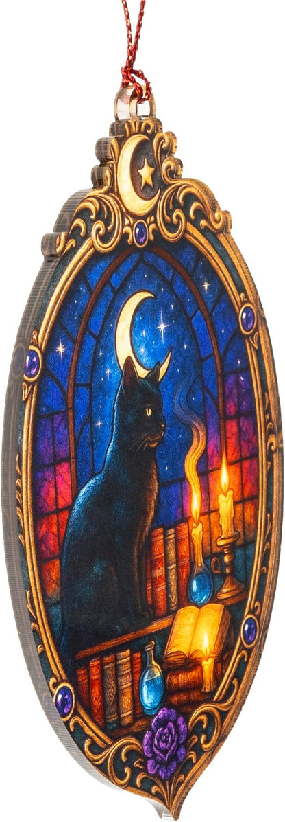 Mystic Black Cat Ornament – Black cat – Witch Gifts – Gothic Decor – Christmas Ornament – Christmas Ornament 2025 – White Elephant Gifts - Xmas Tree Funny Decoration