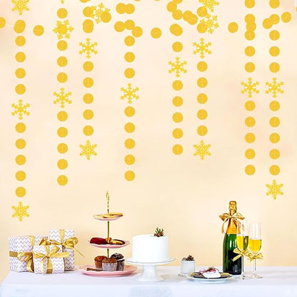Snowflake Snow Gold Christmas Party-Decorations Garland - 61Ft Winter Wonderland Frozen Hanging Paper Streamers Banner,Birthday New Year Supplies Decor Ouruola