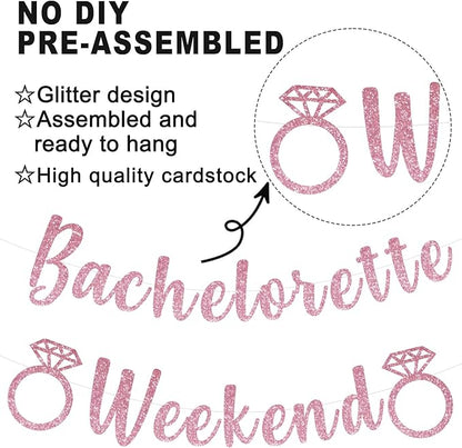 Bachelorette Weekend Banner Bachelorette Party Decor Sign for Bach Party Engagement Bridal Shower Wedding Bride to Be Decorations (Pink)