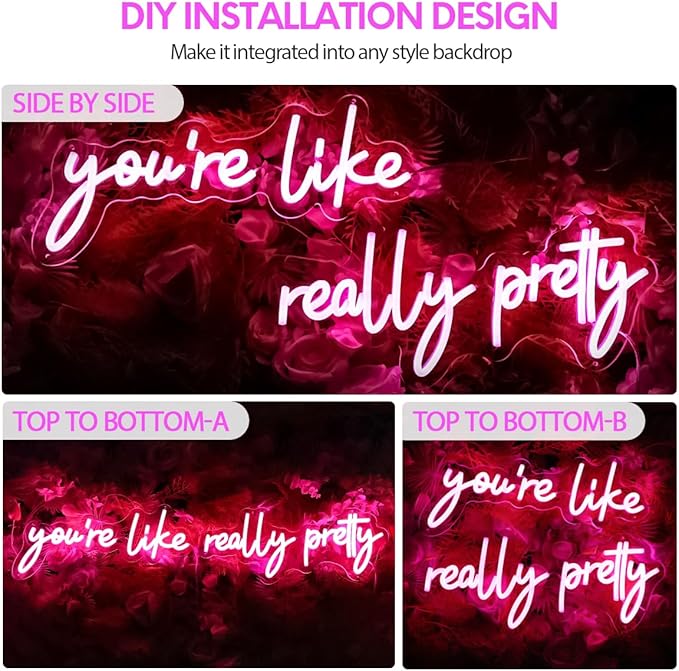32x7 Inch Large You're Like Really Pretty Neon Signs for Wall Decor, LED Your Like Really Pretty Light Up Sign Wall Art for Salon, Studio
