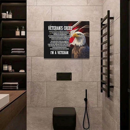 Veteran Wall Art Patriotic Pictures Wall Decor Military Canvas Prints Veterans Day Decorations Painting Framed Bald Eagle Artwork Office Home Man Cave Decor For Bathroom Bedroom Living Room 20"x16"