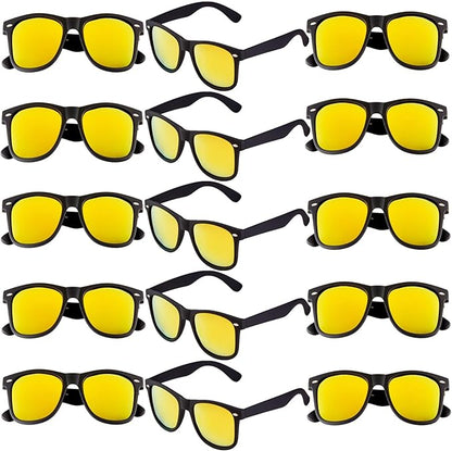 Fsmiling Black Sunglasses Bulk Adult Party Sunglasses 80s Glasses Shades for Men Women Party Favors-15Pack,UV Protection