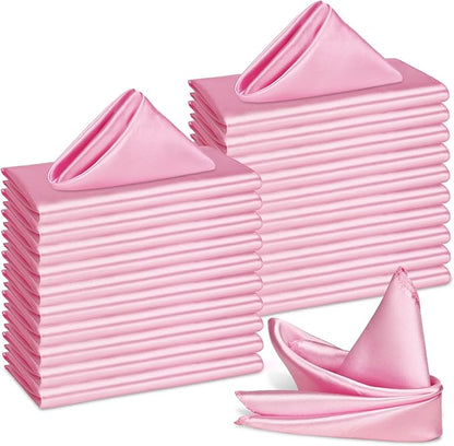 Bailarina 40 Pack Pink Satin Napkins,17x17 Inches Wedding Napkins Square Soft Silky Table Napkins Bulk Decorative Elegant Cloth Napkin for Party Decoration, Banquet,Wedding,Graduation