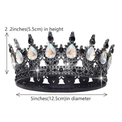 Queen Crown Rhinestone Wedding Crowns and Tiaras for Women Costume Party Hair Accessories Princess Birthday Crown Crystal Bridal Crown (Black & Moonlight Crown)