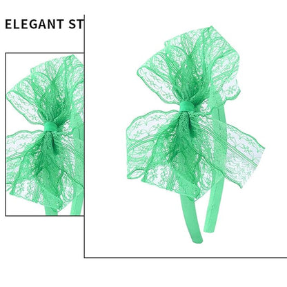 10pcs 80s Lace Headbands Bows 80s Costumes For Women Girls Neon Lace Headband Bulk Outfits Party Accessories