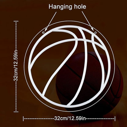 Basketball Neon Sign, Dimmable Basketball Neon Sign for Bedroom Neon Basketball Ball Sign Basketball Neon Light for Bedroom Birthday Party Home College Decor Club Kids Holiday Gifts