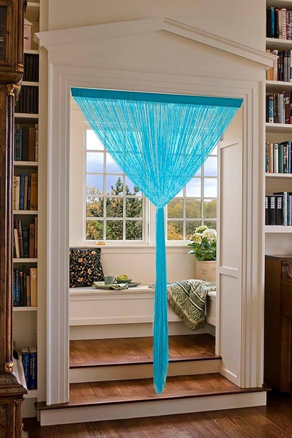 YIIBAII Door String Curtains Fringe Door Curtains for Doorways Window Room Decoration Living Room Divider(39"x79", Blue)