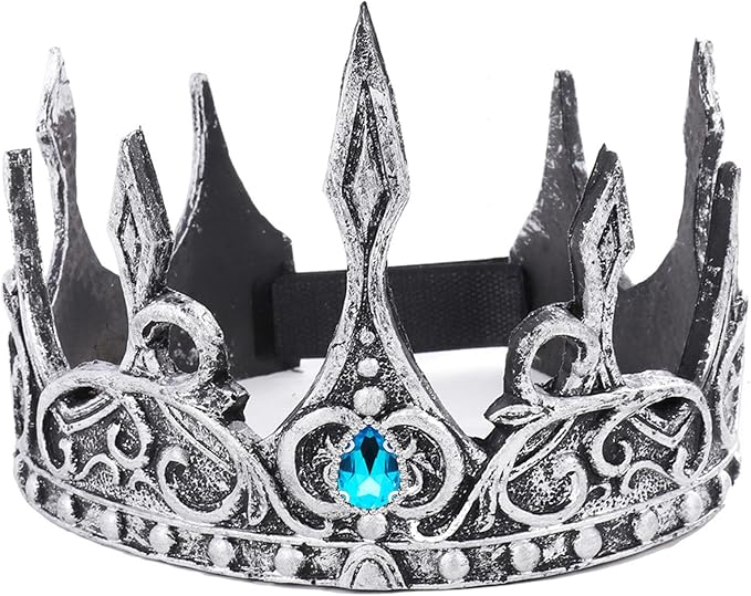 DothRayan Royal King Crown for Cosplay Prop Holiday Party, Halloween Costume Prom Party, Adjustable Royal Crown Prince Tiara