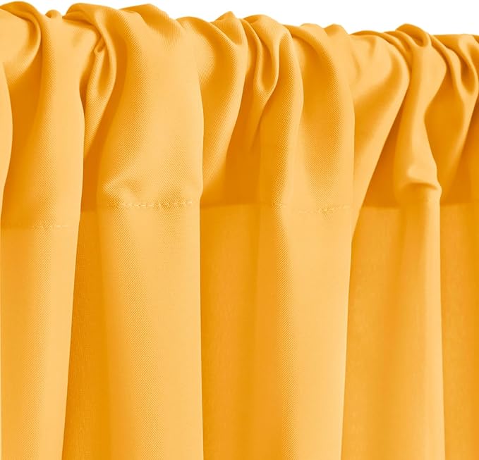 Hiasan Orange Yellow Backdrop Curtains for Parties, Polyester Photography Backdrop Drapes for Family Gatherings, Wedding Decorations, 5ftx7ft, Set of 2 Panels