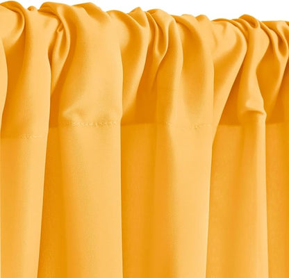 Hiasan Orange Yellow Backdrop Curtains for Parties, Polyester Photography Backdrop Drapes for Family Gatherings, Wedding Decorations, 5ftx7ft, Set of 2 Panels