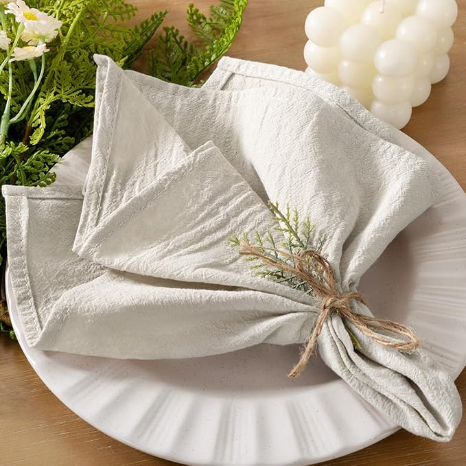Socomi Cloth Napkins Beige Fall Thanksgiving Washable Reusable Bulk Linen Cotton Napkins Set of 20 17"x17" for Wedding Party Bridal Baby Shower Birthday Dining Table Decorations