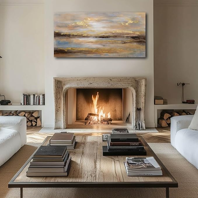 Abstract Wall Art Poster Prints Gold Art Pictures Modern Canvas Picture 24"x48" Canvas Wall Art for Office Bedroom Living Room Wall Decor