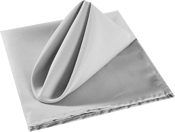 Cloth Napkins 20x20 inch Washable Polyester Dinner Napkins Soft Table Napkins for Wedding Party Dining Banquet(Silver,50PCS)