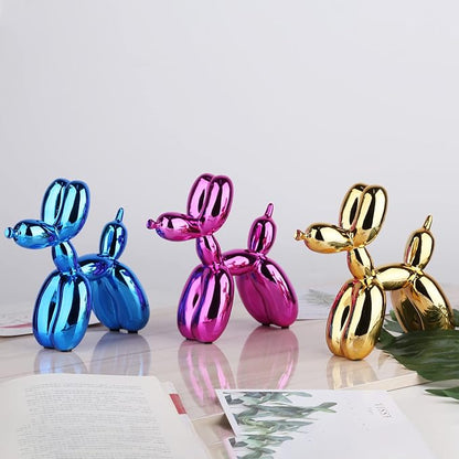 Blue Balloon Dog Decor - Animal, Shelf, Preppy Room, Cute Statue, Modern Sculpture, Gold Decorations, Small Figurines