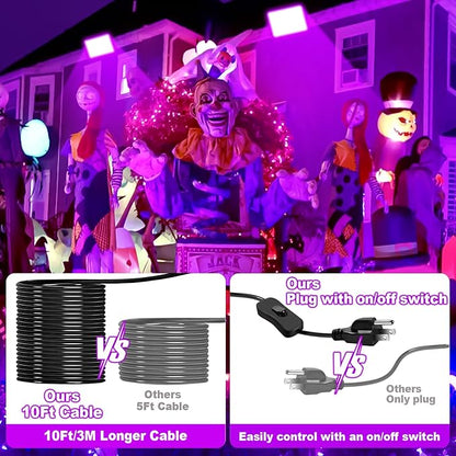 Upgraded 240W LED Black Light with 10ft Cable, IP66 Outdoor Blacklight Flood Light, Powerful Floodlight with Plug Switch for Christmas Halloween Neon Glow Dark Party Fluorescent Body Paint, 2 Pack