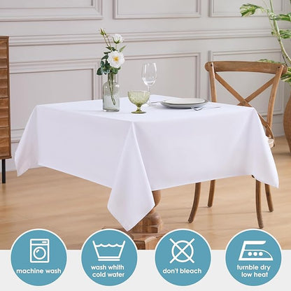 VidaFete 1 Pack Square Tablecloth 52 x 52 Inch Tablecloths Stain Wrinkle Resistant Polyester Dining Table Cover for Kitchen Dinning Party Wedding Rectangular Tabletop Buffet Decoration(White)