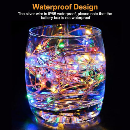 btfarm 6 Pack Fairy Lights Battery Operated [3 Modes], 7ft 20 Led Twinkle Lights String Lights Waterproof Bulk Small Mini Silver Wire for Mason Jars Vases Wedding Table Centerpiece, Multicolor