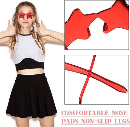Cindeer 40 Pairs Rimless Star Shape Sunglasses Colorful Transparent Sunglasses Pentagram Glasses for Party