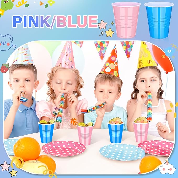 KesaPlan 100 PCS 12 OZ Gender Reveal Plastic Cups, Pink and Blue Cups for Party, Disposable Drinking Cup Bulk for Baby Shower Party Team Birthday Wedding Bachelorette Easter Holiday Supplies
