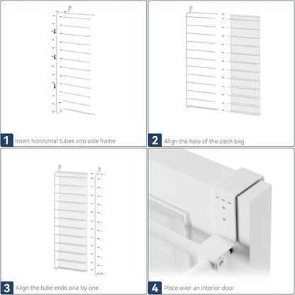 Whitmor 36 Pair Over The Door Shoe Organizer, 12 Tier Hanging Shoe Organizer, Heavy Duty Metal & Mesh Shoe Holder, Hanging Shoe Rack for Closet Organizer & Storage, 69"L x 21.7"W x 7.5"H, Matt White