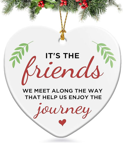 Friendship Christmas Ornament for Best Friend,Sister Friendship Gifts for Women Sisters Soul Friends Bestie BBF,Ceramic Good Friends Keepsake Ornament Gift for Christmas Decoration Birthday Ideas