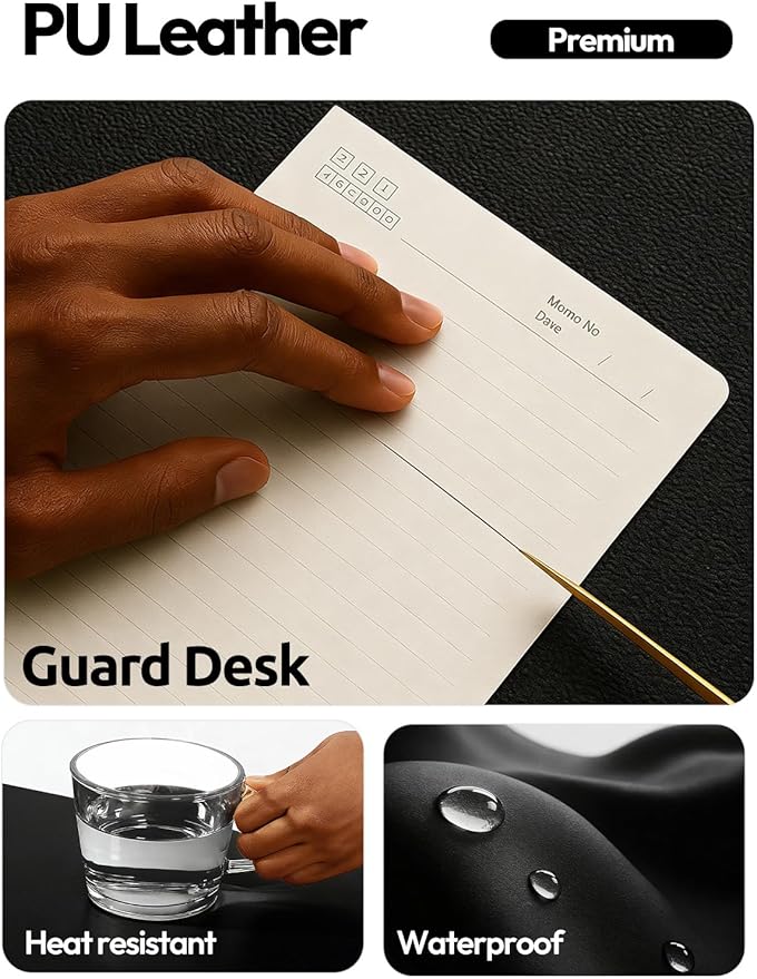 YSAGi Leather Desk Pad Protector, Office Desk Mat, Large Mouse Pad, Non-Slip PU Leather Desk Blotter, Laptop Desk Pad, Waterproof Desk Writing Pad for Office and Home (Black, 55" x 24")
