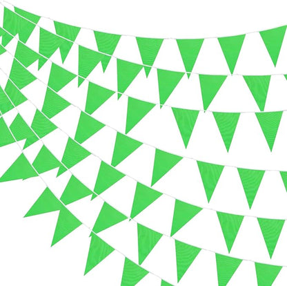 100 Feet Pennant Banners Flags 75 Solid String Triangle Flags for Grand Opening, Carnival Theme Birthday Party Decoration Outdoor Events Classroom Decoration(Green)