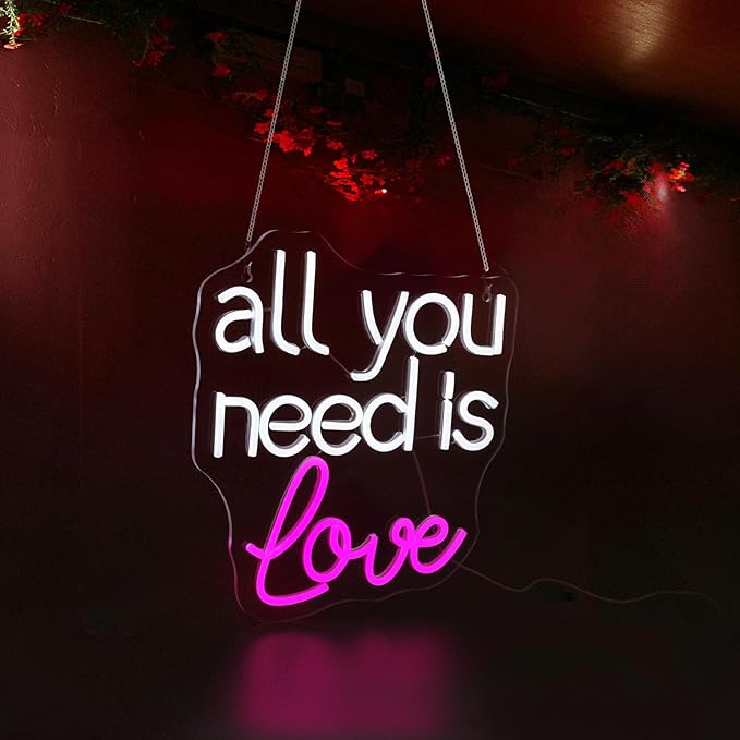 All You Need is Love Neon Sign, Neon Signs for Wall Decor Neon LED Signs Room Neon Light Up Signs Home Decor