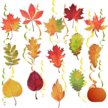 30pcs Thanksgiving Fall Hanging Swirls Decorations Hanging Fall Decor Pumpkin Maple Leaf Fall Ceiling Decorations for Party Home Classroom Autumn Office Work Harvest Streamers Decor Favors Supplies