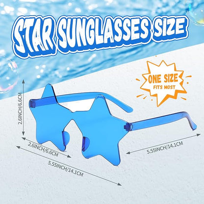 12/26/36 Pairs Rimless Star Shaped Sunglasses Transparent Glasses Bulk Fun Sunglasses for Party Favors