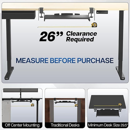 VIVO Small Keyboard Tray, Under Desk Pull Out with Extra Sturdy C Clamp Mount System, 20 (26 with Clamps) x 11 inch Slide-Out Platform Drawer, Rustic Vintage Brown Top, Black Frame, MOUNT-KB05ES-N