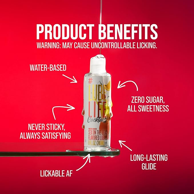LubeLife Water-Based Fun On The Beach Flavored Lubricant, Personal Lube for Men, Women and Couples, Made Without Added Sugar, 8 Fl Oz