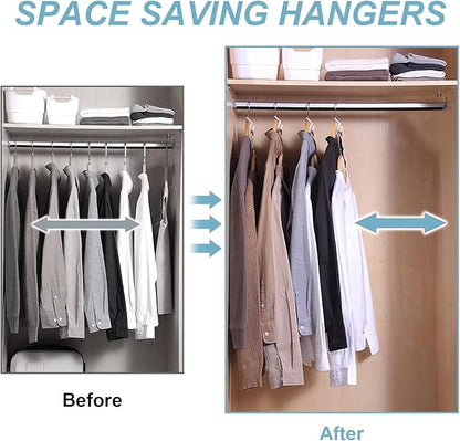 50 PCS Space Saving Hanger - Clothes Connector Hooks, Stacking Space Saver, Plastic Closet Organizers and Storage Extender for Heavy Duty Cascading Connection (White)