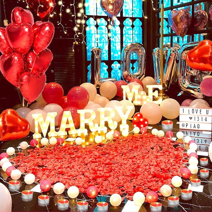 Rose Petals 2000 pcs Artificial Silk Red Rose Petals Flower Petals Fake Faux Roses Petal for Romantic Night Roses Petal Decorations for Wedding Proposal Anniversary Valentine's Day Flower Decorations