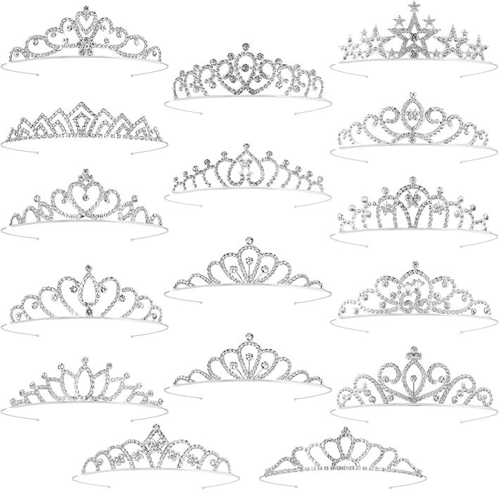 16 Pcs Tiaras Crowns Headbands for Women Girls Silver Princess Tiara Bulk Crown Tiaras Rapunzel Crown for Wedding Birthday Crystal Tiara for Prom, Bride, Pageant, Halloween
