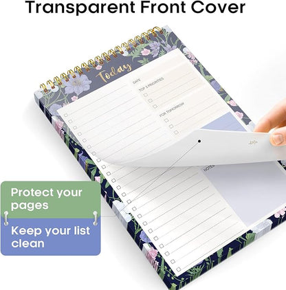 Taja To Do List Notepad - To Do List Notebook for Work with 52 Sheets, 9.8" x 6.5", Undated Daily Planner Perfect for Daily Tasks and Goal Setting, Notepad Suitable for Office, Home & School - Blue Meadow