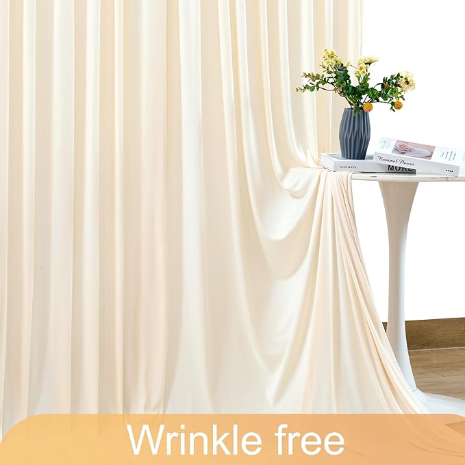 4 Panels Champagne Backdrop Curtain for Parties Wedding Baby Shower Wrinkle Free Photo Curtains Backdrop Drapes Fabric Decoration for Bridal Shower 20ft(W) x 10ft(H)