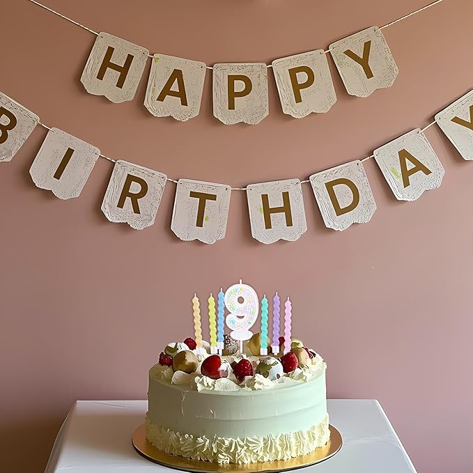 Number Birthday Candle with 12PCS Spiral Candles and A Birthday Card - Perfect for Celebrating Birthdays (Macaron Glitter, Number 9)