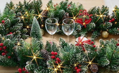 Christmas Garland with Lights, Battery Powered 8 Lighting Modes, 9FT 50 LED Luminous Christmas Decorations Indoor Home Decor.