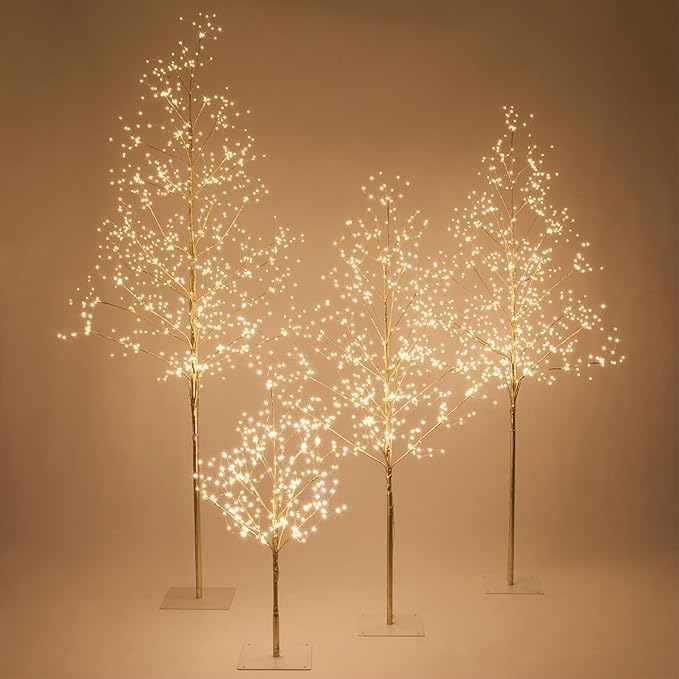 4 Ft Gold Fairy Light Tree Artificial Tree Bedrom Décor Gold Room Decor, 390 Warm White LED Lights