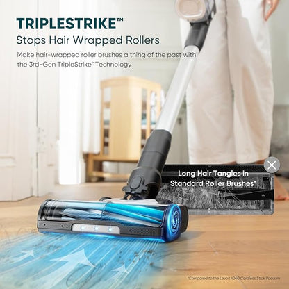 LEVOIT AERO Cordless Vacuum with Auto-Empty Station, HyperPulse Technology, Anti-Tangle Brush, 5-Stage Filtration, HEPA Filter, Up to 70 Mins, Powerful Suction for Pet Hair, Carpet, Hard Floor, White