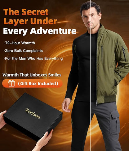 romision 2 Pack Thermal Underwear for Men Long Johns Fleece Lined Hunting Gear Bottom Top Set Base Layer Cold Weather XS-4XL