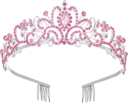 Sparkling Crystal Princess Tiaras for Women Girl Crown Queen Headband Fashion Headpiece for Wedding Birthday Bride Bridal Prom Party Hair Accessories Valentines Mothers Day Gifts