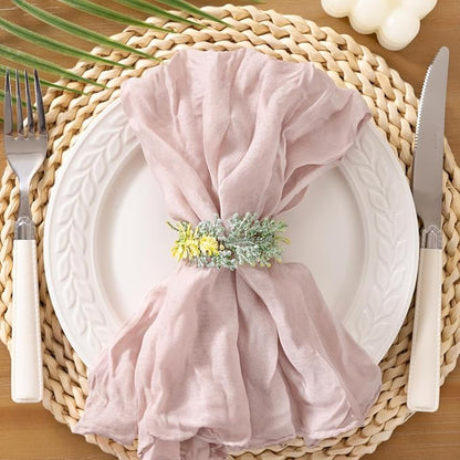 Socomi Pink Cheesecloth Napkins Fall Thanksgiving Cheese Cloths Gauze Set of 24 Boho Washable Dinner Table Napkins for Wedding Party Baby Shower Birthday Party Decor
