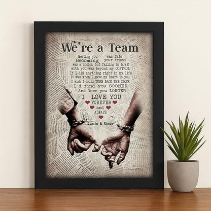 GABITA Personalized Wall Art for Couples, Anniversary Canvas for Couple Parent Grandparent, We're A Team Canvas for Couple Lover Husband Wife, Romantic Wall Decor, Wedding Keepsake