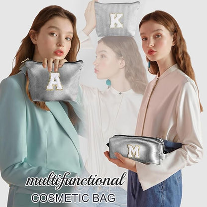YOOLIFE Stocking Stuffers For Teen Girls Christmas Gifts For Teenage Girls Initial Makeup Bag | Cosmetic Travel Toiletry Bag | 9 10 11 12 13 14 15 Years Old | Teen Girl Gifts Trendy Stuff Black L