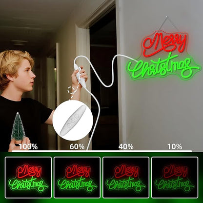 NOSUN Merry Christmas Neon Sign for Wall Decor Dimmable Merry Christmas Led Signs for Xmas Party Kids Bedroom Bar Pub Club Xmax Gift Decorations Bedroom Window Bar Club Shop Gift Decor